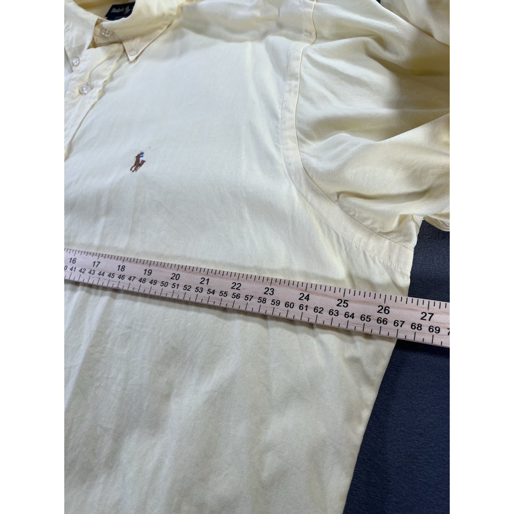 Ralph Lauren Yarmouth Soft Yellow Oxford Button Down Casual Shirt Mens 17 34/35 - Picture 7 of 13